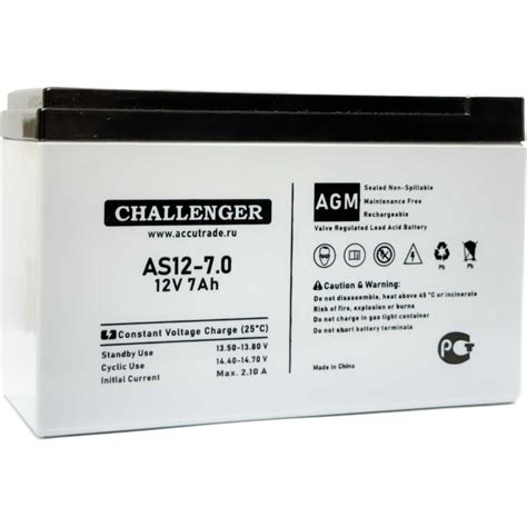 Батарея аккумуляторная 12В, 7Ач CHALLENGER AS12-7.0 - выгодная цена ...