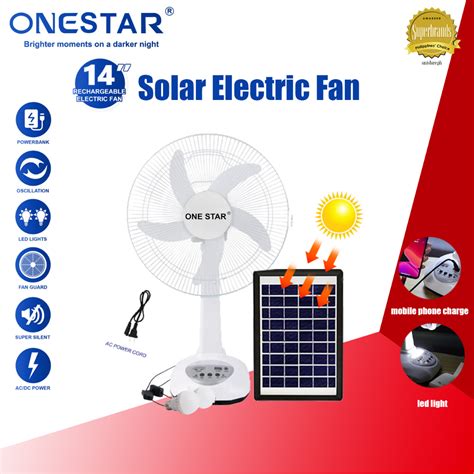 Solar Fan 14inch Rechargeable Fan 3w Solar Panel With Led Emergency Light Acdc Solar Electric