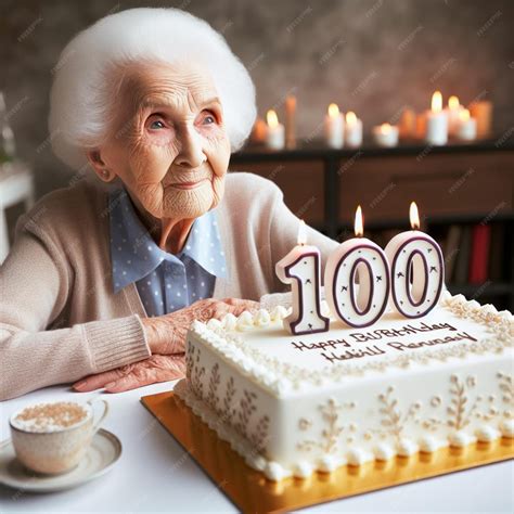 Premium Photo | Elderly woman turning 100 years old