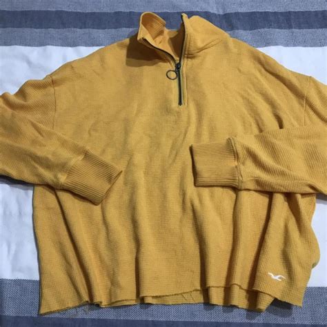 Mustard Hollister Sweatshirt Barely Worn Depop