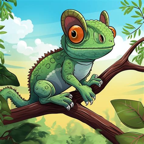 3d анимированные фотографии хамелеонов | Премиум Фото