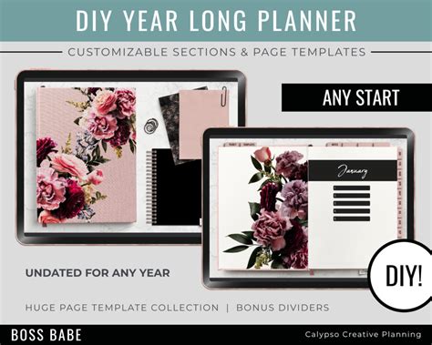 Boss Babe Undated DIY Canvas Year Long Planner Calypso Creative Planning