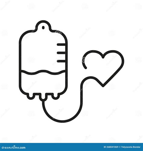 Blood Transfusion Line Icon Medical Iv Drip Linear Pictogram