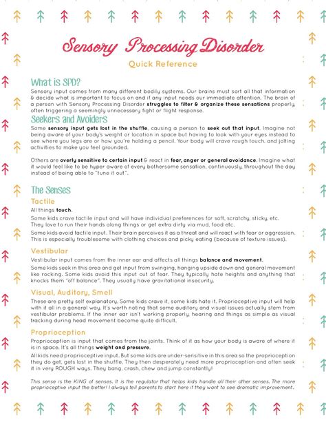 Sensory Processing Quick Reference Cheat Sheet » My Mundane and