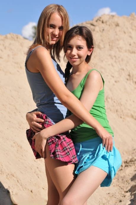 Teen Girls Dana And Lisa Take The Nude Modelling Plunge Together On Beach Dune CoedCherry