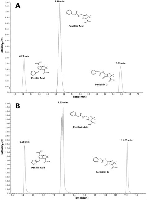 Extracted Ion Chromatograms Of And Chemical Structures For Penillic And