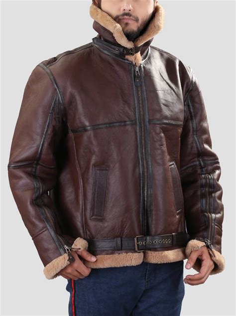 Ww2 B3 Bomber Real Shearling Brown Shearling Sheepskin Leather Jacket