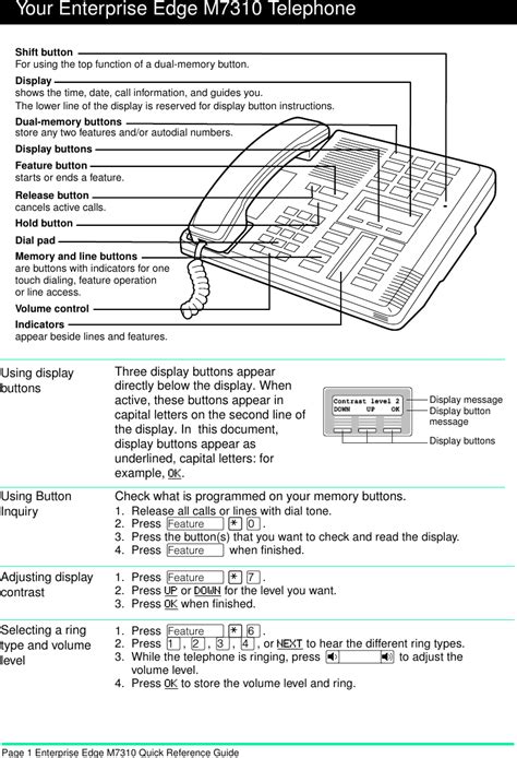 Nortel Networks Cell Phone M7310 Users Manual BCM 2.0 Quick Reference Guide