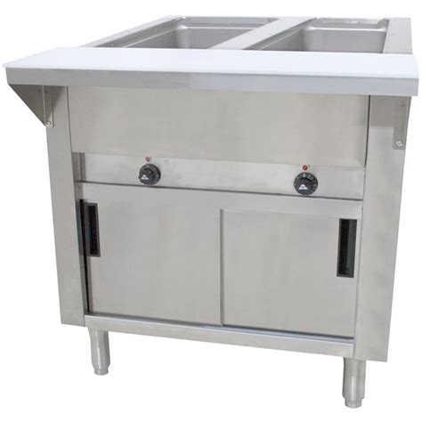 Advance Tabco HF E DR Two Pan Electric Hot Food Table With Enclosed Base And Sliding Doors