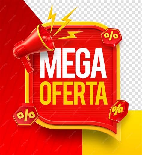 Label Mega Offer em português renderização 3d para campanha de