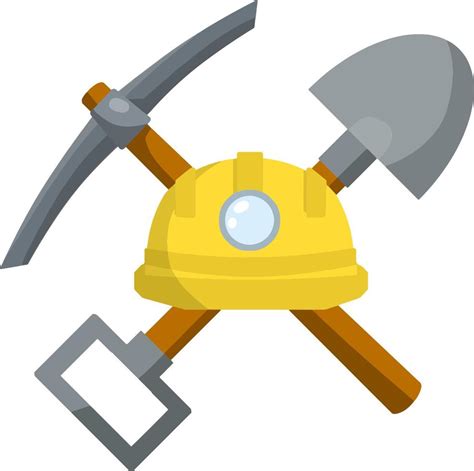 Set Of Objects Of Miner Extraction Of Mineral Builder Helmet With