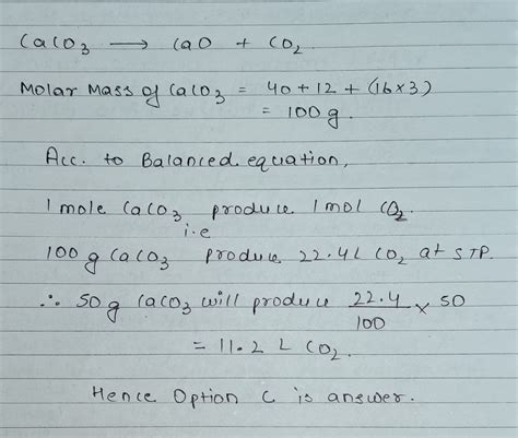 Calcium Carbonate Decomposes On Heating According To The Equation Caco