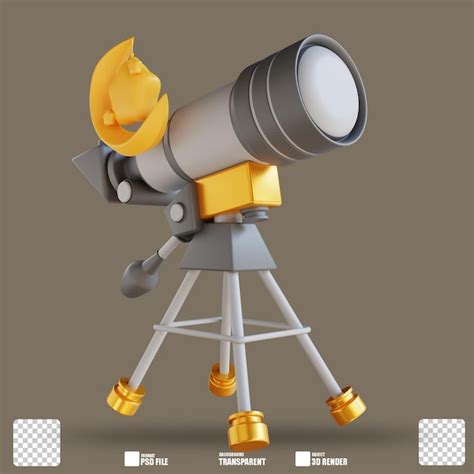 Premium PSD 3d Illustration Telescope 3