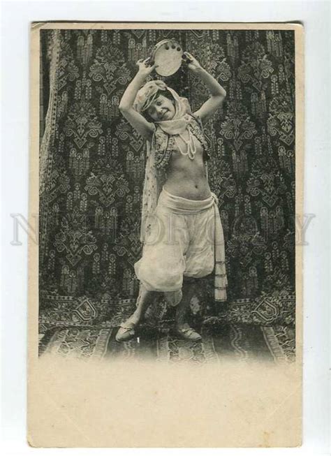NUDE Harem BELLY DANCER Tambourine Vintage Postcard Topics