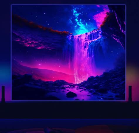 Blacklight Galaxy Wall Tapestry Trippy Planet Tapestry UV Reactive