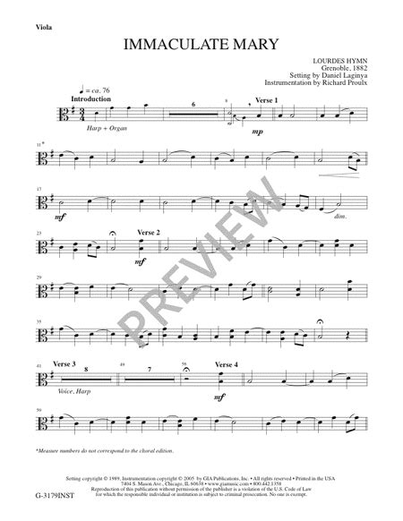 Immaculate Mary Instrument Edition Harp Sheet Music Sheet Music