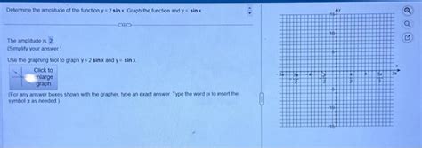 Solved Determene the amplitude of the function y=2sinx Graph | Chegg.com