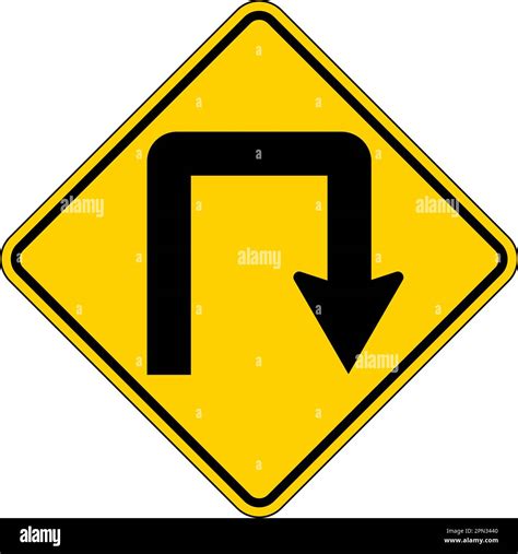Warning Sign Double Right Turn Symbol On White Background Stock Vector
