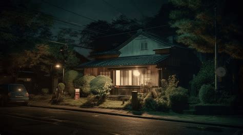 Fondo Escena Nocturna Con Una Peque A Casa Japonesa Fondo Chuunibyou