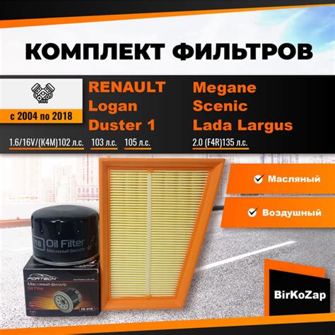 Комплект фильтров на RENAULT Logan/Duster/Lada Largus с двигателем К4М ...