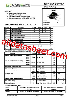 BCP55 Datasheet(PDF) - FuxinSemi All Rights Reserved.