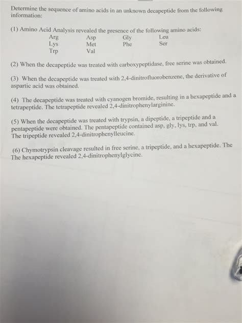 Solved Determine the sequence of Amino Acid in an unknown | Chegg.com