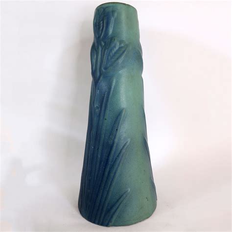 Large American Van Briggle Matte Ming Blue Pottery Yucca Seed Pods