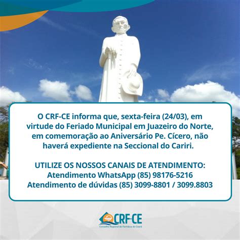 O Crf Ce Informa Que2403 Em Virtude Do Feriado Municipal Em