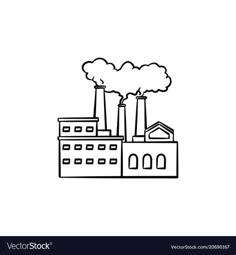 Factory Hand Drawn Sketch Icon Royalty Free Vector Image