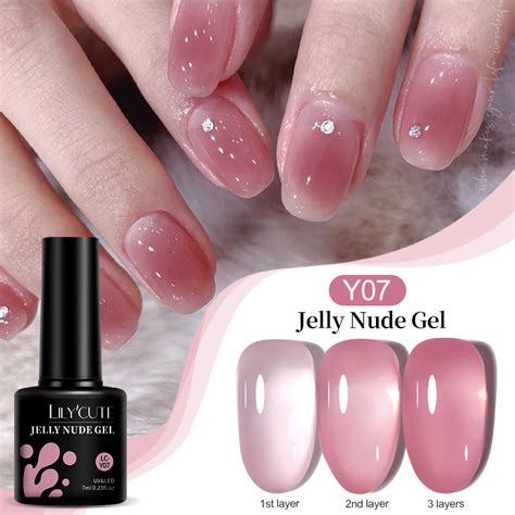 LILYCUTE ML Jelly Nail Gel Polish Nude Pink Color Semi Permanent UV Dull Jelly Gel Nail