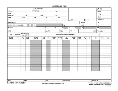Da Form 4504 Record Of Fire Forms Docs 2023