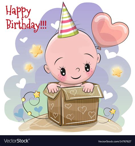 Birthday card with cute baby Royalty Free Vector Image