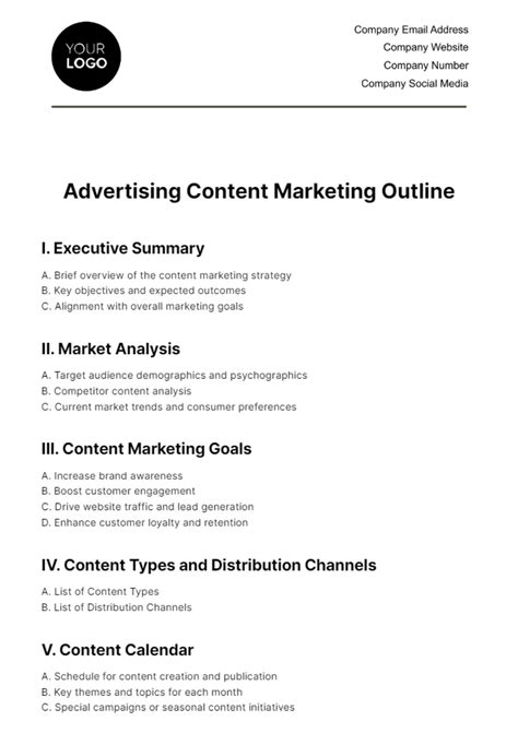 Free Advertising Content Marketing Outline Template to Edit Online