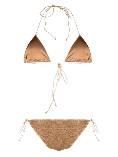Os Ree Lumi Re Triangle Bikini Brown Farfetch
