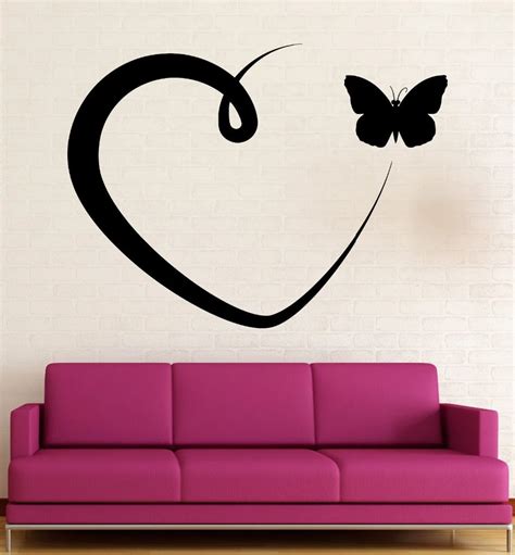 Wall Sticker Vinyl Decal Romantic Love Heart Butterfly Cool Room Decor ...