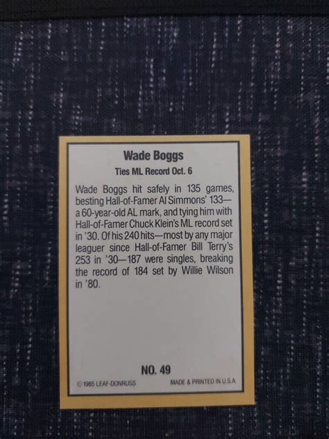 Donruss Highlights Wade Boggs For Sale Online Ebay