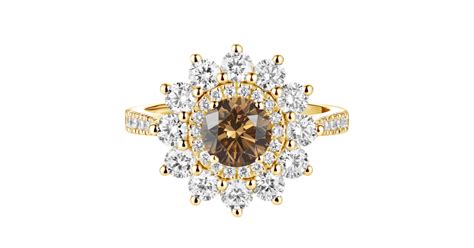 Lefkos 6 mm Pavée Yellow Gold Chocolate Diamond Ring Gemmyo