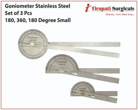 Goniometer Stainless Steel Set Of 3 Pcs 180 360 180 Degree Small At Rs