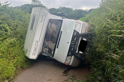 Motorhome Flips Onto Its Side In Crash