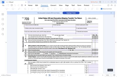 for How to Fill in IRS Form 709