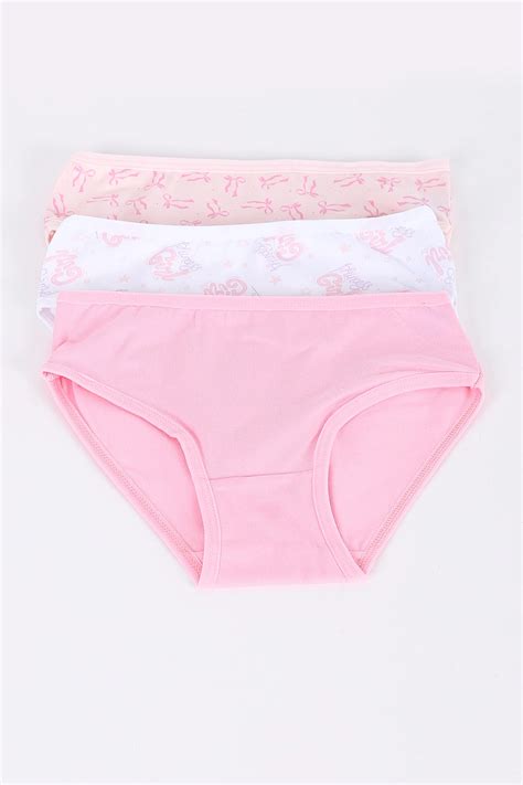 Çoklu Renk Berrak Yaş Üçlü Bikini Model Baskılı Kız Çocuk Külot