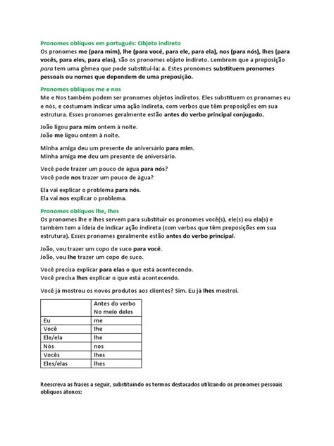 aula  pronomes objeto indireto