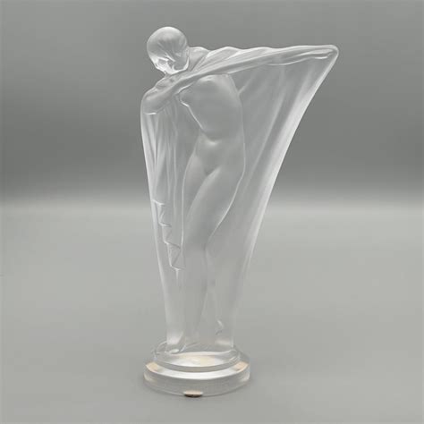 Art Deco Female Nude Glass Figurine Nue Au Bras Tendu By Cristal De Sevres France Numbered