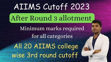 AIIMS 3rd Round Cut Off NEET 2023 Minimum Marks For MBBS In AIIMS