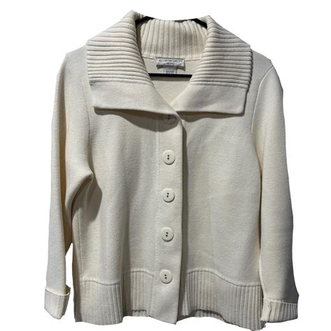 Thick White Button Up Sweater Very Heavy And Luxe Depop