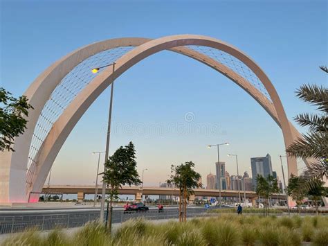 Doha Qatar March 26 2020 Al Wahda Bridge The Tallest Monument Of