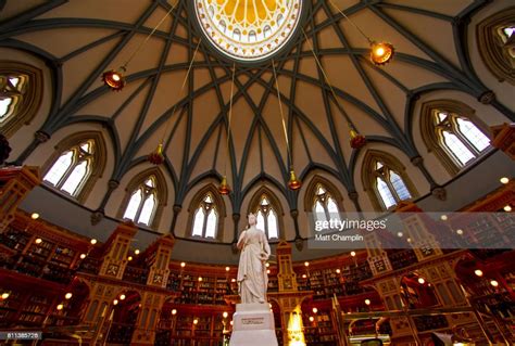 Interior Of Canadian Library Of Parliament In Ottawa High Res Stock