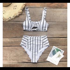 Cupshe Swim Last Nwt Striped High Waisted Bikini Poshmark