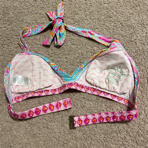 Lilly Pulitzer Women S Pink And Blue Bikini And Tankini Tops Depop