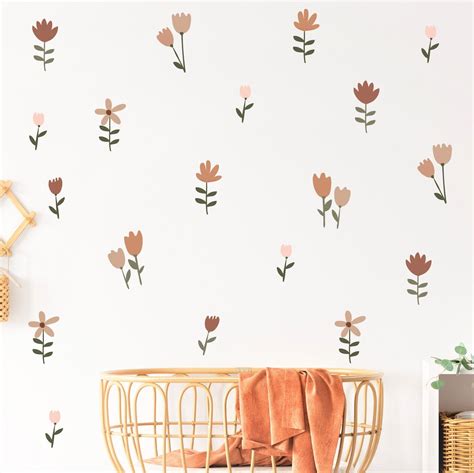 Flowers Fabric Wall Stickers Removable & Reusable Peel and Stick Flower ...